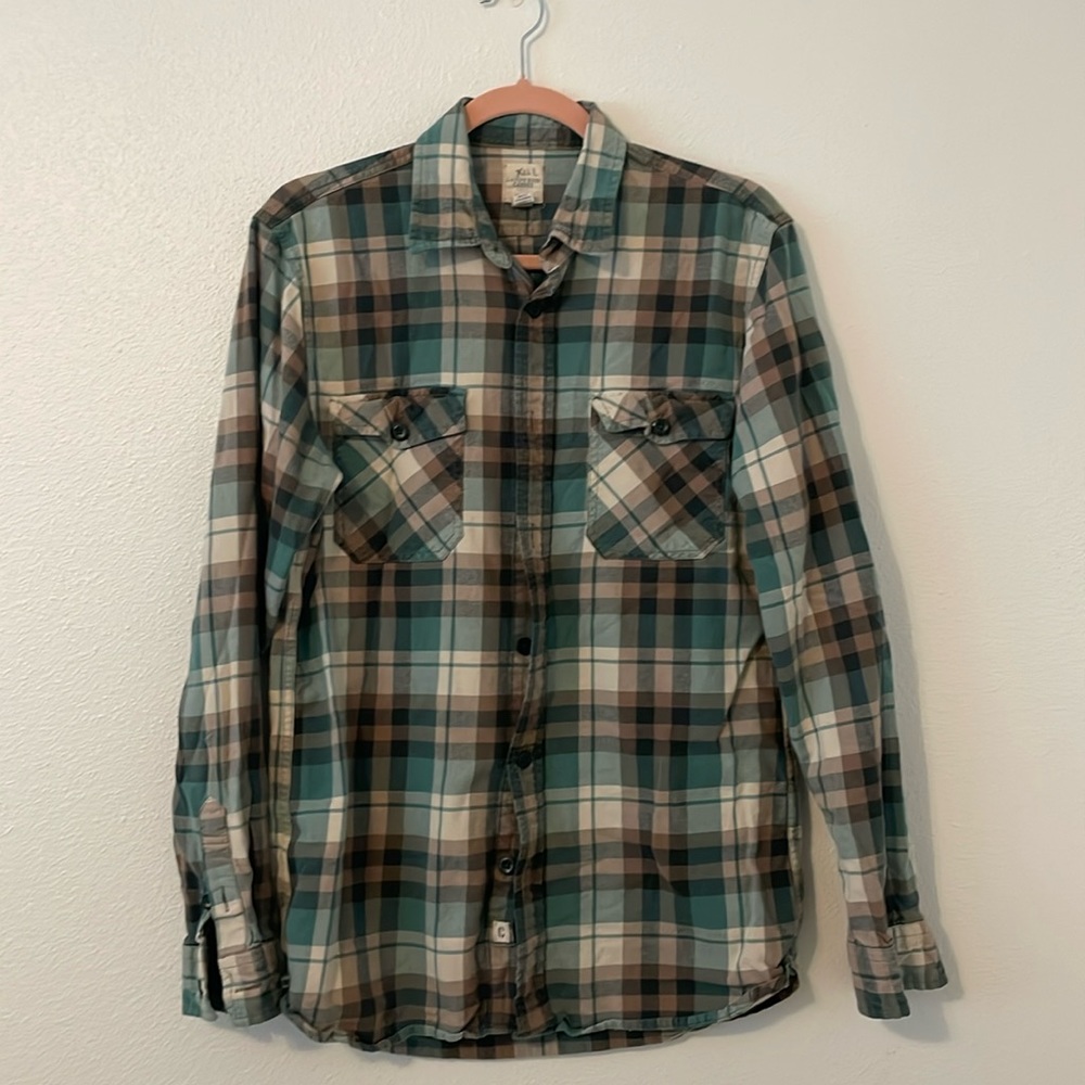Vintage Lands End Canvas Flannel Shirt men’s s 100% cotton